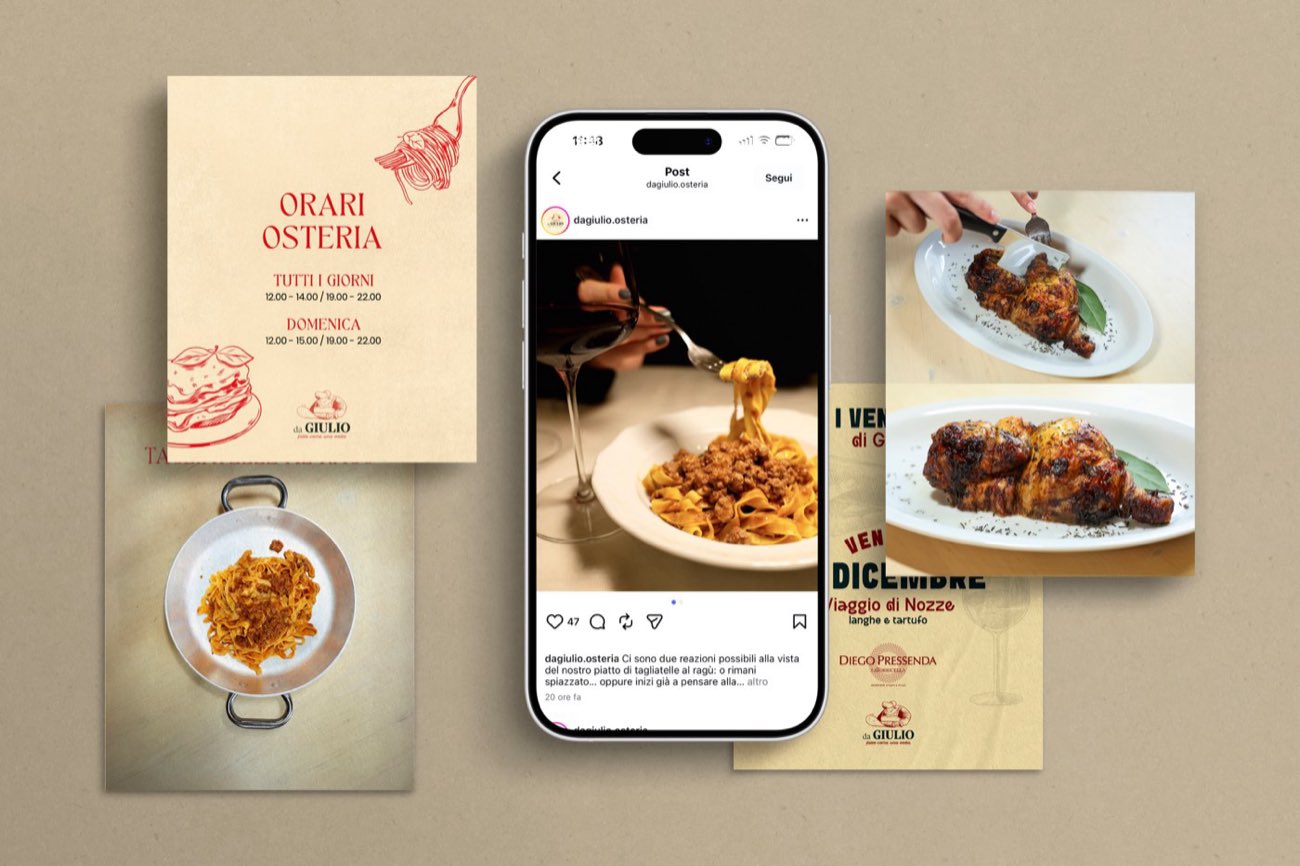 Coordinato e menù di un ristorante progettati da Miketing